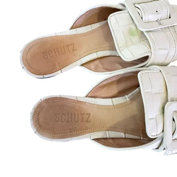 Schutz Women's Savana Braided White Leather Closed Toe Clogs/ Mule  Size 7B - Picture 9 of 12